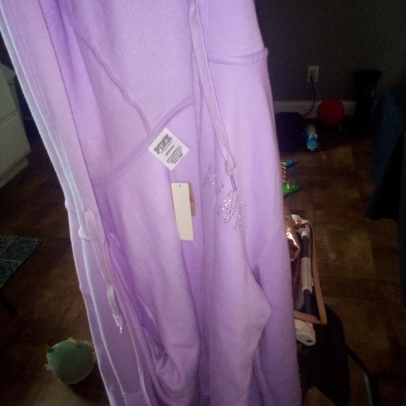Vs pink brand new lilac zip up bling hoodie size large htf - Picture 7 of 7
